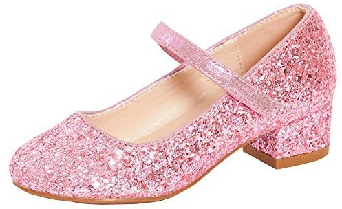 Lora Dora Girls Faux Leather Party Shoes Pink Glitter 2 UK