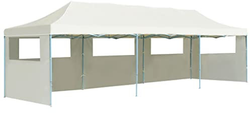 vidaXL Tenda Pieghevole Pop-Up con 5 Pareti Laterali Crema Tendone Padiglione