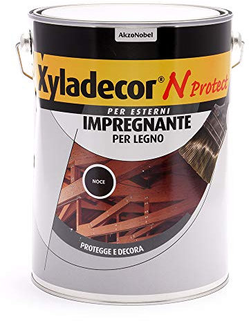 Xyladecor N PROTECT Fondo Impregnante per Legno Esterno a base solvente, Protettivo e Decorativo, Pronto Uso, colore NOCE 5L, 5 L