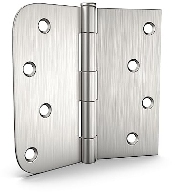 goldenwarm 3 Pack Brushed Nickel Door Hinges 4inch x 4 inch Satin Nickel Iron Door Hinges with Square & Round Corners
