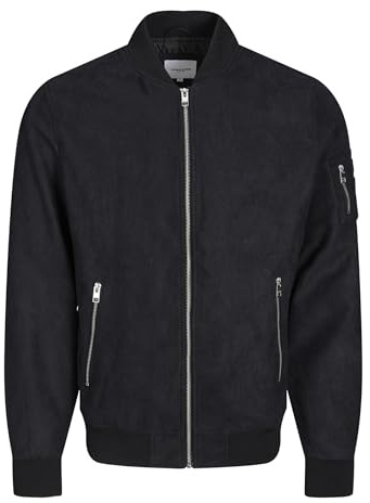 JACK & JONES Mens Faux Suede Bomber Jacket Jet Black M