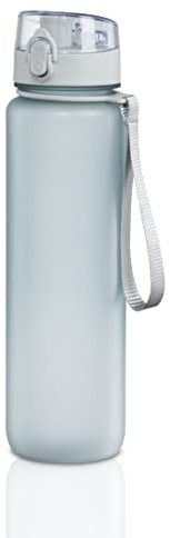 Xavax Trinkflasche, 1 l (Trinkflasche Sport auslaufsicher, Wasserflasche für kohlensäurehaltige Getränke, Sportflasche mit praktischem Henkel und Klickverschluss, als Fahrradflasche geeignet) blau