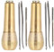 Aguja para Zapatos de Costura Agujas Piercing Zapatero de Cuero Bordado a Mano Awl 2 Set Mango de Cobre Costura Awl Taper Cuero Herramienta de Reparación de Zapatos de Costura Kit