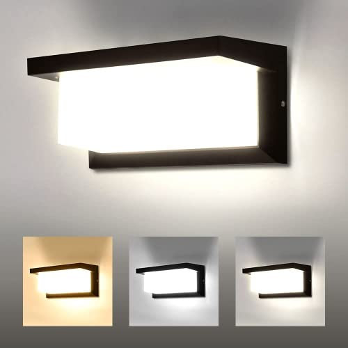 CANMEIJIA Outdoor Wall Lights Front Door Lights, 6500K 18W IP65 Waterproof LED Black Wall Light Indoor,Aluminium Outside Lights Wall Lamp,Lighting Fixtures Wall Lights for Living Room,Bedrooms
