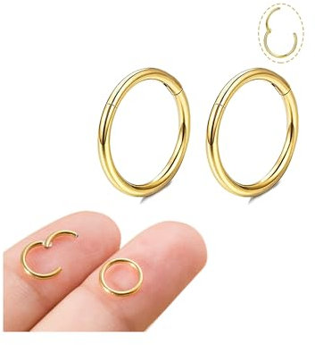 Piccoli orecchini a cerchio in oro, leggeri in oro 14 carati, orecchini a cerchio per cartilagine, elice, trago, ipoallergenici, per donne e uomini, piccoli cerchi in acciaio chirurgico, orecchini a
