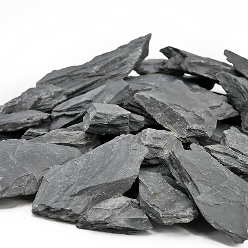 Unocho Piedras para Acuario 2,25kg Rocas de Pizarra Natural para paisajismo acuático Plataforma de Descanso para Reptiles terrarios vivarios paludarios bonsái y Jardines en Miniatura(5–10cm)