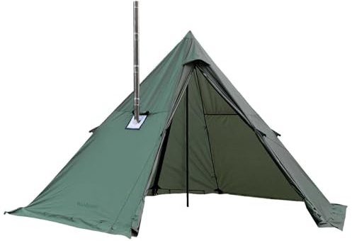 WaldWander Tipi Hot Tent with Stove Jack and Snow Skirt,6.89ft Standing Room,3~4 Person, Tipi Tent for Family,Hiking,Fishing,Hunting,Backpacking Camping