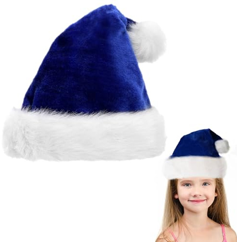 Santa Hat Christmas Hats for Kids and Adults,Unisex Classic Velvet Comfort Extra Xmas Holiday Hat,Thicken Luxury Santa Hats Plush Christmas Santa Claus Hats for Christmas New Year Party Supplies