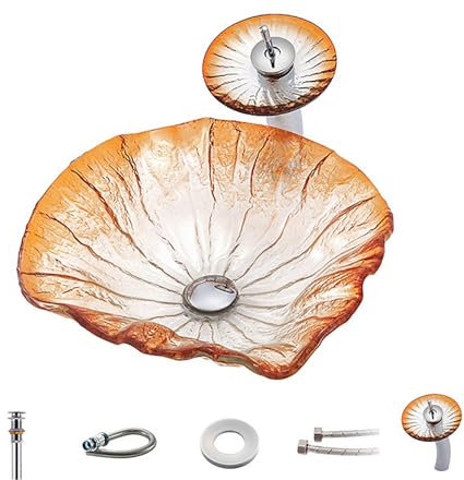 HUHJYUGE Waschbecken Aufsatzbecken Badezimmer, Moderne Aufsatzwaschbecken Klein Platzsparend, Aufsatzwaschtisch Handwaschbecken Glas Installation Einfach, für Badezimmer/Gäste-WC