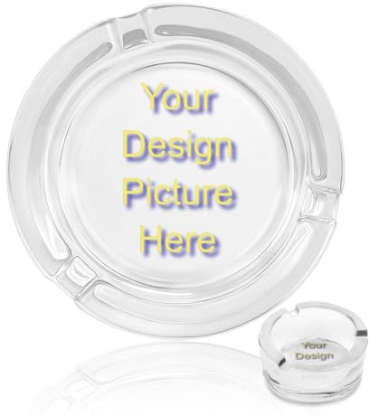 GDJSMIN Posacenere In Vetro Personalizzato Con Foto Fai Da Te Per Interni Ed Esterni, Immagine Fai Da Te Personalizzata Per Sigarette Portacenere Portatile, Decorazione Decorativa Per Giardino Domest