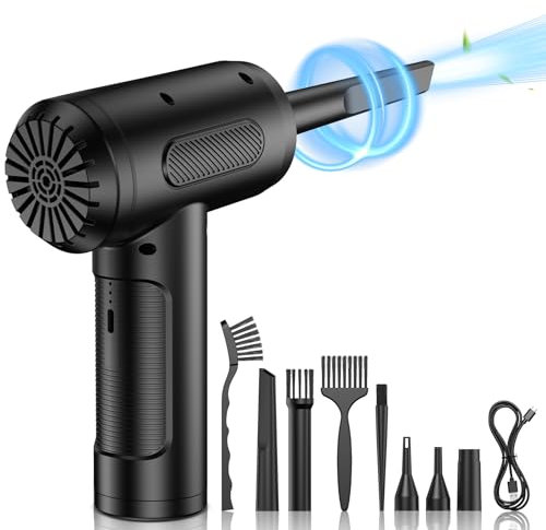 Elektrische Staubgebläse Druckluftspray, 3-Gang 91000 U/min Compressed Air Duster, USB Wiederaufladbar PC Reinigungsset Mit 6000mah Akku für Laptop,Tastatur,Auto,Bürogeräte,Sofa