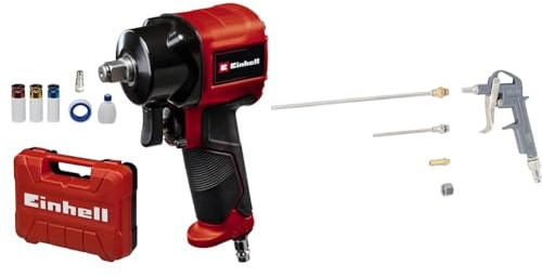 Einhell Druckluft-Schlagschrauber TC-PW 610 Compact & BGS 3215 | Druckluft-Ausblaspistole | Alu-Druckguss | mit 3 Düsen 25-100 - 200 mm | Druckluftpistole