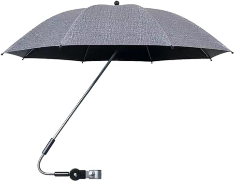 Sombrilla para cochecito de bebé | Paraguas extra grande con protección UV para cochecito con abrazadera | Protección UV de 360° impermeable para cochecito de bebé con abrazadera ajustable y brazo