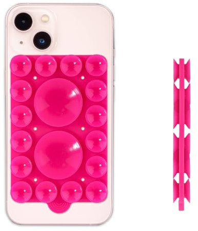 PEUTIER Soporte Telefono Ventosa, Soportes para Teléfono con Ventosa de Silicona de Doble Cara Agarre Adhesivo para Teléfono Funda con Ventosa para Teléfono para iPhone y Android (Rosa Oscuro)