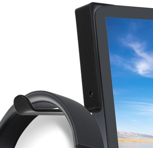 Dlilise Headphone Holder for Monitor, Premium Metal Headsets Stand, Sticky Headphone Hanger Hooks Hold 10Lbs, Headset Mount for Screen Side, for Airpods Max and All Headphone, Black