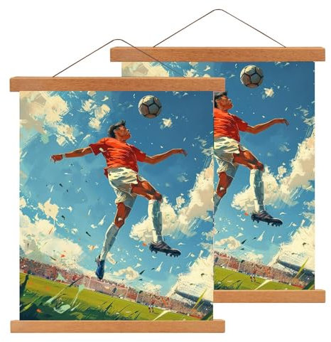 Atliberswo 2er-Set Posterleiste A3,Magnetisch Posterschiene, 30cm x 40cm Magnetisch Bilderrahmen für Poster - Der ideale Holz Posterhänger für Kunstwerke und Drucke (31cm, Teakholz)