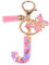 YPYMOD Nom Lettre Initiale Porte-clés, Pompons Papillon Monogramme Porte-clés, Rose(J)