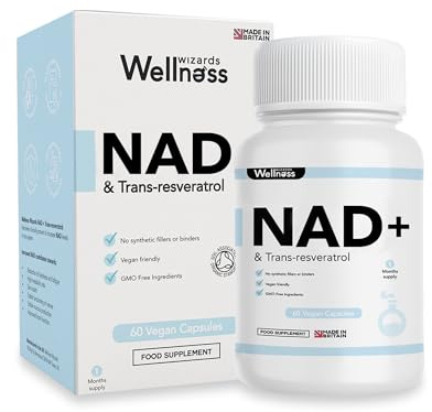 NAD+ Trans-Resveratrol 1000mg | 60 Capsules | Boost NAD+ Levels | High Absorption Formula | Supports Immune Health Anti-Aging & Cognitive Function | GMO/Gluten Free | Made in UK