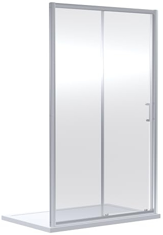 Ruwa 6mm Toughened Safety Glass Sliding Shower Door - 1900 x 1400mm - Chrome - Balterley