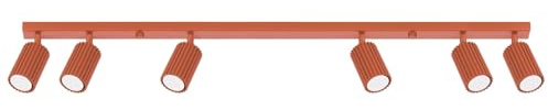 Sollux Lighting KARBON Modern – Taklampa – Mångsidig belysningsarmatur i aluminium – GU10, Max 10W LED, IP 20 – Glödlampa ingår ej – 6x Ljuskälla – 6,5x117x16,5cm, Röd ockra
