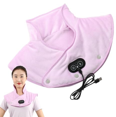 Yulokdwi Coussin chauffant électrique pour le cou et les épaules | Coussin chauffant pour le cou avec masseur et 3 réglages de chaleur | Enveloppement de massage vibrant, coussin chauffant rapide pour