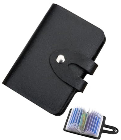 MYGLOAR Visitenkartenhalter, für 26 Kreditkarten, Visitenkartenhalter, Visitenkartenbuch, Kundenkarten-Organizer und Visitenkarten-Organizer, elegantes Schwarz