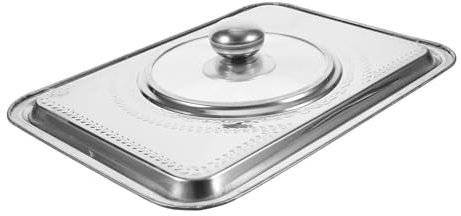 NAMOARLY Tapa De Acero Inoxidable Para Bandeja De Pescado 36x27 Cm, Cubierta Rectangular Multiusos Antiescaldaduras, Resistente Oxidación, Para Parrilla y Barbacoa