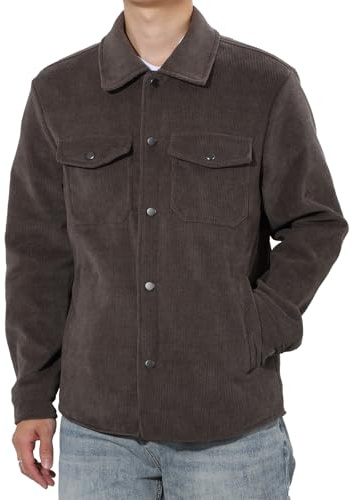 HomKuch Giacca in corduro da uomo Outdoor Windbreaker Casual Cappotti a maniche lunghe