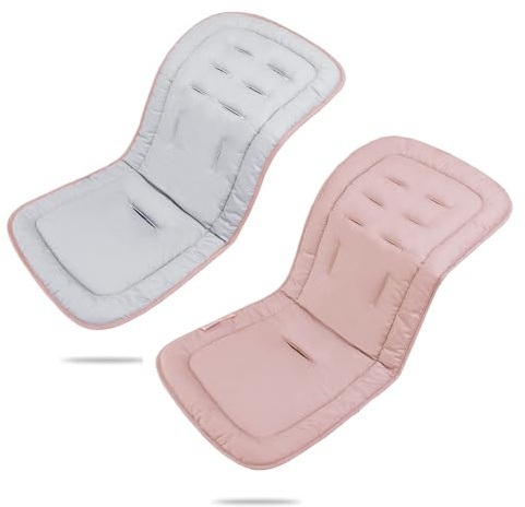LAT Babysittdyna för barnvagn, dubbelsidig användbar sittdyna, buggy, universell barnvagn, buggy inlägg för småbarn 78 x 33 cm (grå + rosa)