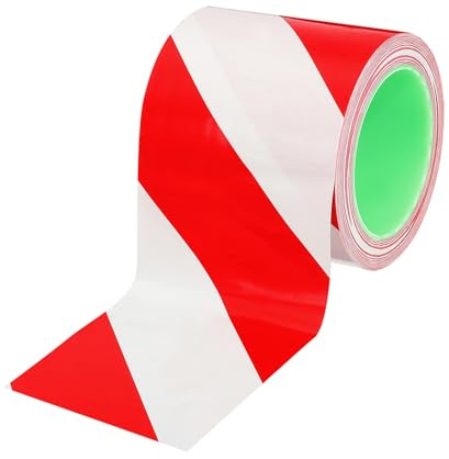 PATIKIL Nastro Segnaletico Per Pavimento 10 Cm X 33 Metri, Nastro Adesivo Di Sicurezza Avvertimento Striscia Di Cautele Per Pareti Pavimenti Tubature Attrezzature Esterni, Rosso/Bianco