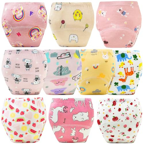 Girls Boys Toddler Potty Training Underwear Children's Potty Underwear 100% Cotton for 2T-6T(10PCS,L)