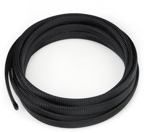 Kelepu Guaina Intrecciata per la Gestione dei Cavi, Guaina Flessibile Intrecciata Lunga 5 Metri (Nera, 16 mm)