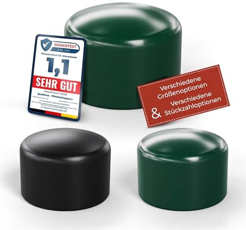 Qualinos 10x Maschendrahtzaun Pfostenkappe rund, 34 mm, mit Kragen, Grün