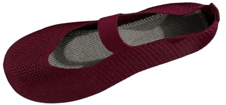 Bailarinas Mujer Flats Balerina con tiras Malla Transpirable Aireado Bailarina Ancho H Descalzo Bailarina Zapatos Ballet Zapatos Planos Zapatos de Danza Zapatos de Verano, Vino, 39 EU