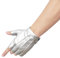 JISEN Herren-Handschuhe, PU-Leder, Punk, Halbfinger, Schnappverschluss, silber, Einheitsgröße