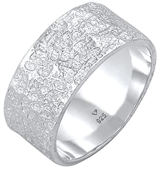 Kuzzoi Anello da uomo (9 mm) massiccio forgiato a mano, anello da uomo in argento sterling 925, anello in argento invecchiato, anello con struttura rustica lucidato, misura anello 60