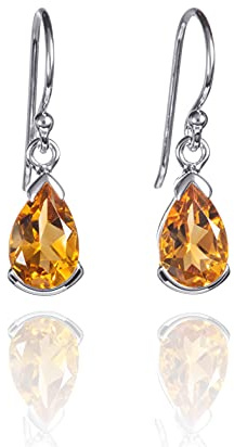 Namana 925 Sterling Silber Ohrringe für Frauen Mit Citrin-Edelsteinen - Natur-Edelstein Ohrhänger Mit Birnenförmigem Citrin für Damen