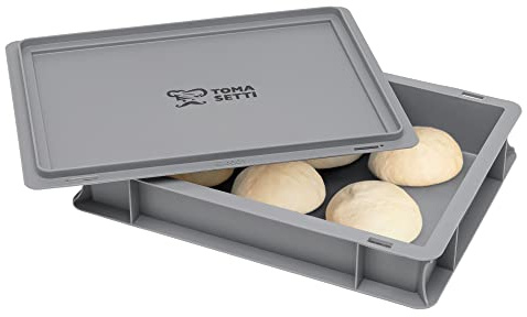 TOMASETTI Pizzadegslåda med lock – pizzabox mått: 30 x 40 x 8 cm – deglåda för pizzadeg med mera – praktiskt pizzatillbehör, stapelbar pizzabox, jäslåda för surdeg eller pizzadeg