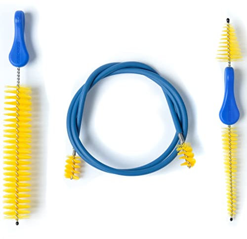 MusicNomad Premium 3-teiliges Reinigungsset für Trompetenbürsten, Mundstück, Ventil und Schlangenbürste mit Aufbewahrungstasche (MN765)