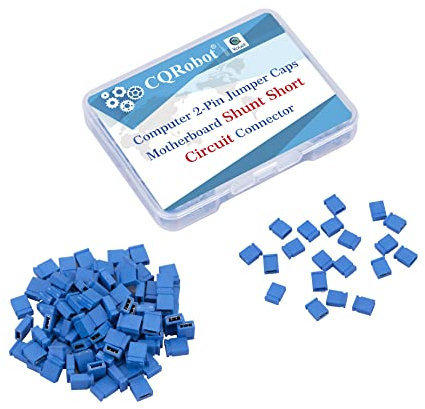 CQRobot 200 Pezzi Blu Standard Computer Jumper Cap Header Pin Shunt Shorting 2P Connector Superiore Chiusa 2.54mm. per Arduino Raspberry Pi PCB PC DVD HDD Cortocircuito Progetti.