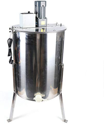 Lightakai Honigschleuder, 120W Edelstahl Elektrische Honigschleuder 4 Rahmen Elektrische Honigs Honigschleuder Wabenhonig Bienenstock für die Rahmen bis 25 cm x 40 cm, Silber