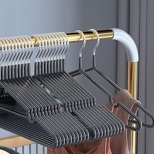 Kleiderbügel Metall (40 cm) – 40 Stück Platzsparende Kleiderbügel für Erwachsene,0,4cm Dick, Belastbar mit Schwerer Kleidung,Bügel mit rutschfest Nut für Mäntel, Hosen (Schwarz)