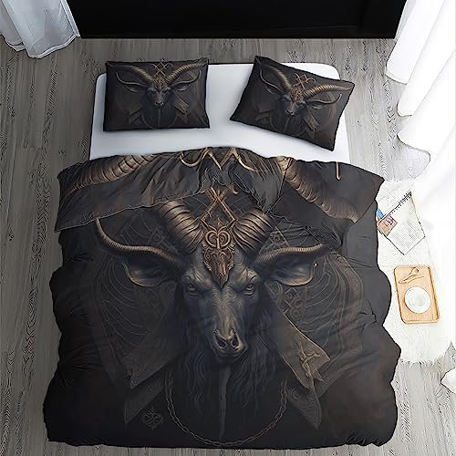 ZDABAOEC Gothic Bettwäsche 135x200, Satanic Bettbezug 2er Set, 110gsm Microfaser Wendebettwäsche mit Reißverschluss, 1 Kopfkissenbezug 80x80, Weich Kuschelig Bügelfrei
