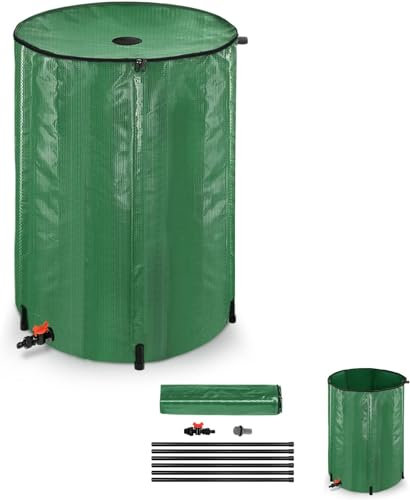Aufun Regentonne Faltbar, 200L Regenwassertonne Wassertank, mit Abflussventil, einfache Aufbewahrung, rostfrei und witterungsbeständig