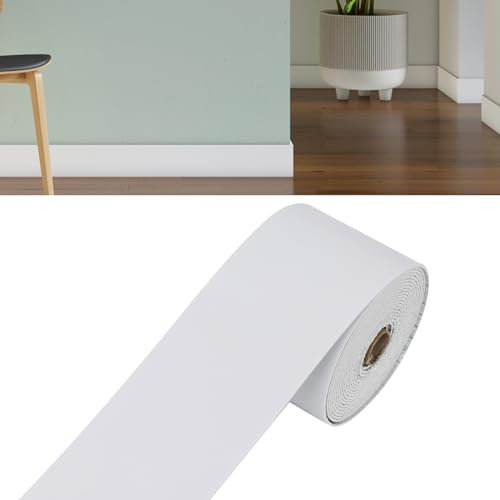 Frise autocollante, bordure de papier peint, autocollants muraux décoratifs en PVC épais pour salle de bain, cuisine (blanc, 5 m x 10 cm)
