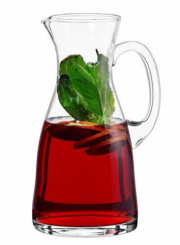 SOLAVIA Water Jug for Mulled Wine Iced Tea and Pimms Clear Glass Cordial Bistro Carafe H26cm 2 L for Home and Restaurant Vase for Flowers