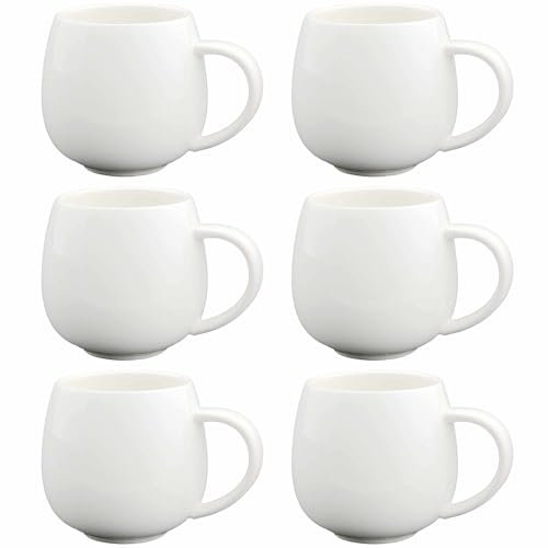 superyes White Coffee Mugs Set of 6 for Latte Cappuccino Cup Ice Cream Hot Chocolate 12oz