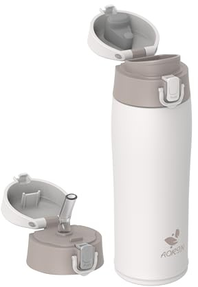 AORIN Borraccia Termica, Borraccia in Acciaio Inox 18/8, 500ml Borraccia Bambini, Bottiglia Termica Senza BPA e Perdite, Thermos per Sport, Outdoor e Pendolarismo con 2 Coperchi