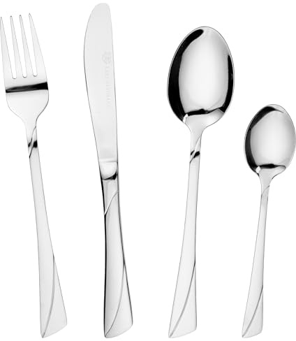 KARL HAUSMANN Set Posate 6 Persone, 24 Pezzi in Acciaio Inox 18/0 – Servizio Posate con Coltelli Forchette Cucchiai e Cucchiaini, Finitura Lucida, Lavabili in Lavastoviglie