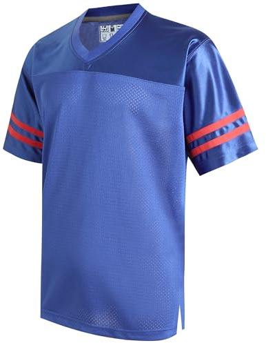 Pullonsy Royal Blue American Football Jerseys for Men Unisex 70s 80s 90s 00s Hip Hop Shirts Workout Sports Game Tops Vintage Red Stripe-Royal Blue Jersey,Men Size X-Large